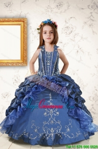2015 Affordable Appliques and Pick Ups Little Girl Dress in Navy Blue