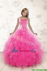 2015 Most Popular Beading and Ruffles Little Girl Pageant Dress in Pink