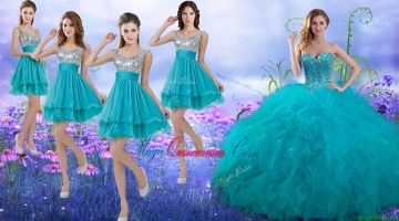 Wonderful Beaded and Ruffled Quinceanera Dress and Beautiful Straps Sequined Dama Dresses