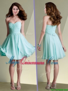 New Arrivals Empire Ruched Chiffon Short Dama Dress in Aqua Blue