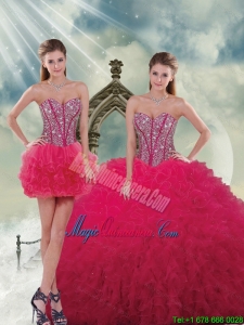 Fashionable and Detachable Beading and Ruffles Red Sweet 16 Dresses