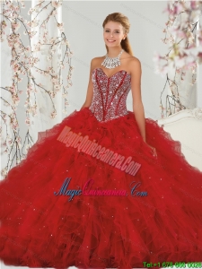 Most Popular and Detachable Beading and Ruffles Red Quinceanera Dress Skirts