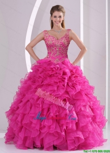 New Style and Detachable Hot Pink Quinceanera Dress Skirts with Beading and Ruffles for 2015