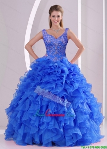 Exquisite and Popular Beading and Ruffles Royal Blue Sweet 16 Dresses