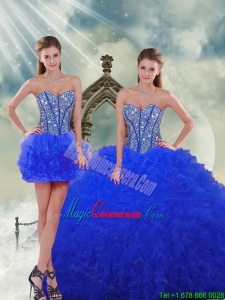 Most Popular and Luxury Royal Blue Quinceanera Dresses with Beading and Ruffles for 2015 Spring