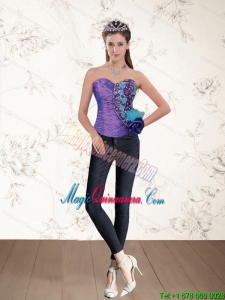 2015 Popular Beaded Multi Color Corset with Hand Made Flower