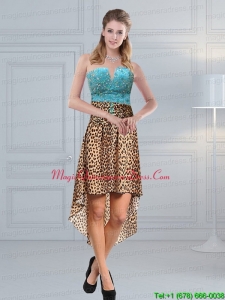 New Arrival Beading Leopard Printed Dama Dresses in Aqua Blue