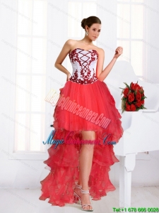 2015 Discount Coral Red Dama Dresses with Embroidery and Beading