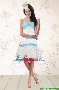 Discount White and Baby Blue Strapless Dama Dresses for 2015