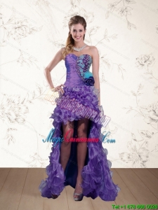 Strapless Multi Color Discount Dama Dress with Beading and Hand Made Flower