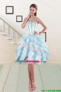 Sweetheart Ruffles Discount Dama Gown with Embroidery