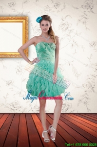 Discount Apple Green Dama Dresses with Appliques and Ruffles