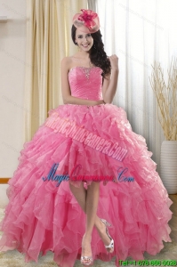 Discount High Low Dama Dresses for Quinceanera with Ruffles and Beading