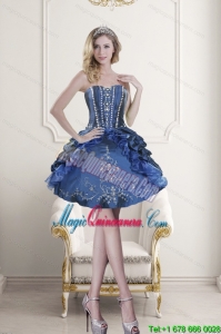Discount Sweetheart Blue Embroidery and Beading Dama Dresses for 2015