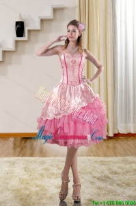2015 Cute Sweetheart Dama Dresses with Embroidery and Ruffles