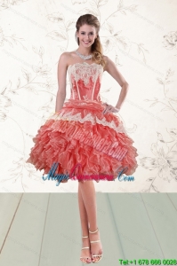 2015 Elegant Strapless Dama Dresses in Watermelon