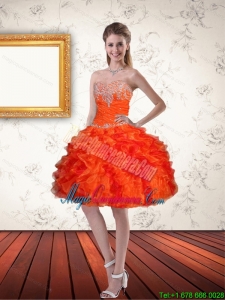 2015 Gorgeous Sweetheart Orange Dama Dresses with Ruffles and Appliques