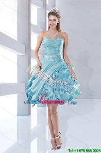 2015 Pretty Sweetheart Beading 2015 Dama Dresses in Aqua Blue