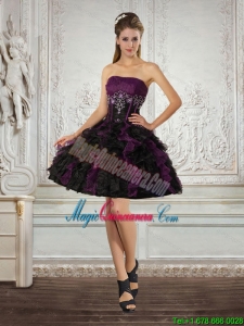 Ball Gown Strapless Multi Color Dama Dress with Ruffles and Embroidery
