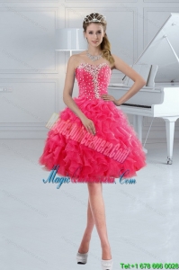 Sweetheart 2015 Cute Dama Dresses with Ruffles and Beading