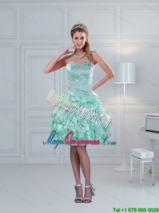 Perfect Ruffles Sweetheart Dama Dress in Apple Green