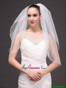 Two-tier Tulle Elbow Length Wedding Veil With Cut Edge