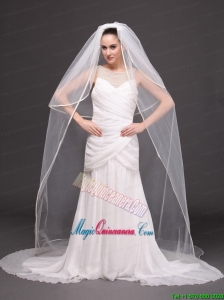 Two-tier Tulle White Chapel Length Bridal Veils