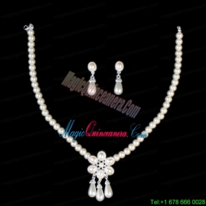 Vintage Style Pearl With Alloy Plated Necklace And Earring Set