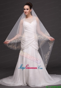 Beading Tulle Modest Bridal Veil For Wedding