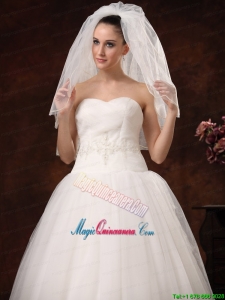 2 Layers Graceful Tulle Ribbon Edge Wedding Veil