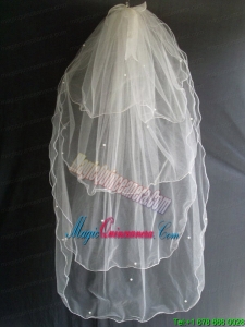 Beading Four Layers Tulle Fashionable Wedding Veil