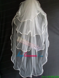 Four Layers Taffeta Ribbon Edge Tulle Wedding Veil