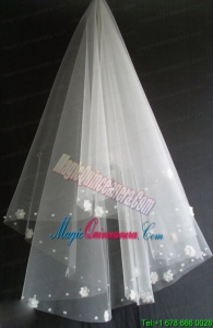 Hand Made Flowers Decorate Tulle Beautiful Wedding Veil