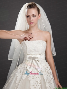 Inspired Layer Ribbon Edge Organza Bridal Veil