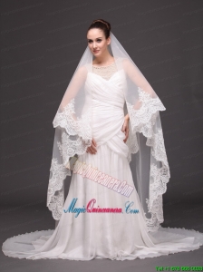 Lace Appliques One-tier Cathedral Tulle Popular Wedding Veil