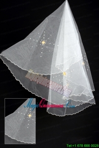 Organza Imitation Pearls Bridal Veil