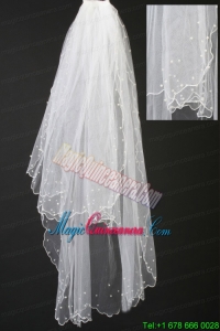 Organza Pearl Trim Edge Wedding Bridal Veil