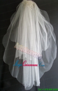 Pearl Decorate Beautiful Tulle Wedding Veil