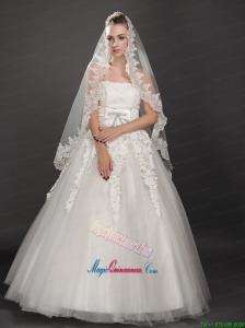 Perfect Lace Appliques Edge Organza Wedding Veil