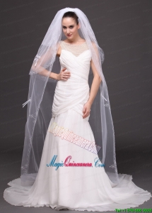Three Tier Tulle Embroidery Bridal Veil