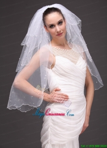 Three tier Tulle With Pearls Wedding Veil