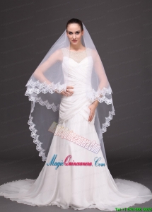 Two Tier Tulle With Lace Appliques Bridal Veil