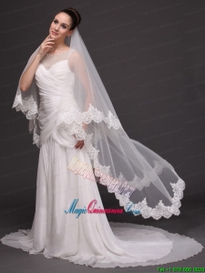 Two-tier Tulle With Lace For Wedding
