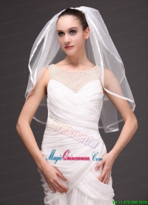 Two tier Tulle With Ribbon Edge Wedding Veil