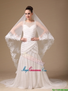 Lace Appliques One-tier Cathedral Tulle Stylish Wedding Veil