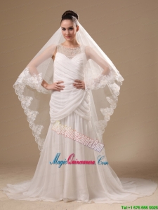 Lace Appliques One-tier Cathedral Tulle Stylish Wedding Veil