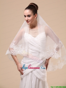 Lace Appliques Two-tier Tulle Popular Wedding Veil