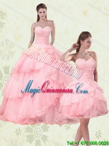 2015 Cute Sweetheart Beading Quinceanera Dresses with Ruffled Layers