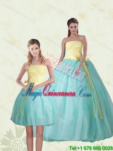 2015 Perfect Strapless Multi Color Quinceanera Gown with Bowknot