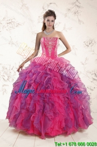Fashionable Multi Color Ruffles and Appliques Quince Dresses
